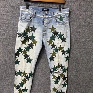 Amiri x Chemist leather green star jeans denim size 33